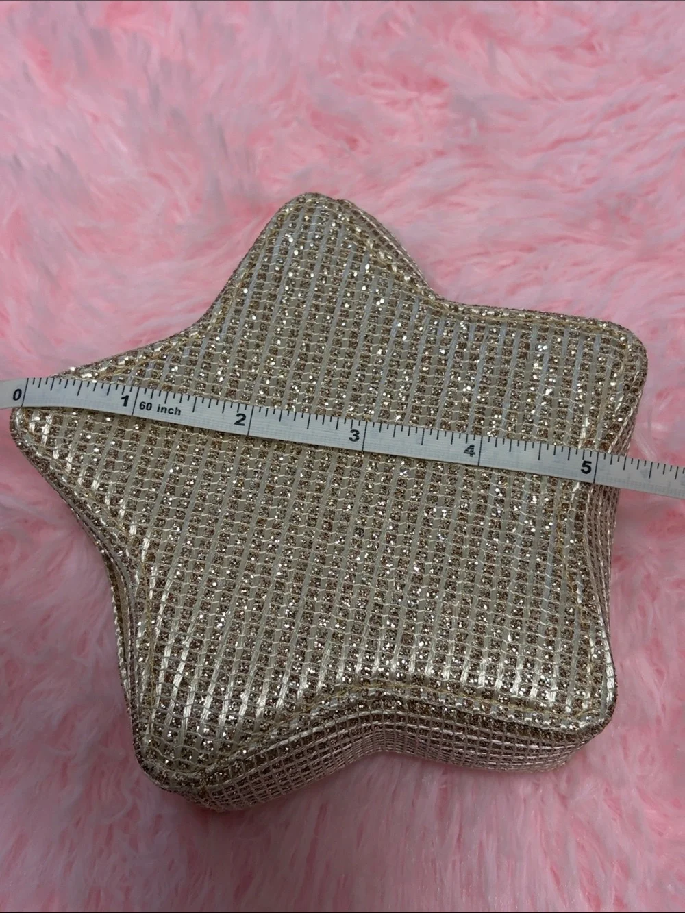 Christian Dior Star Shaped Glitter Gold Zip Around Make Up Case